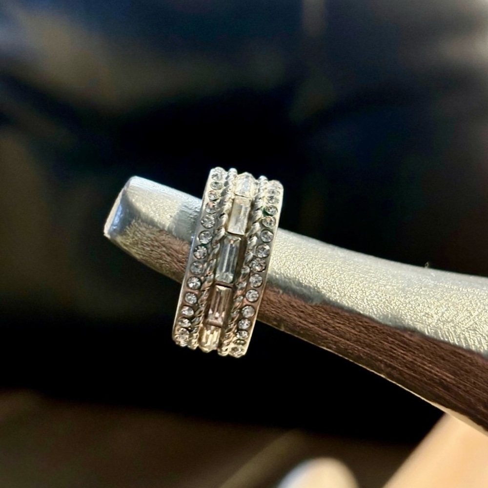 Lia Sophia Silver Crystal Baguette Ring